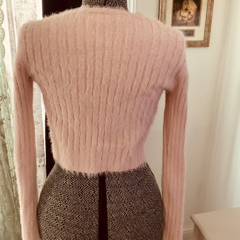 Arizona Jean fuzzy pastel pink cardigan - Picture 5 of 5